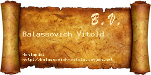Balassovich Vitold névjegykártya